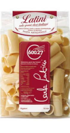 Rigatoni - grano duro coltivati e macinati in Italia ad essiccazione lenta in bronzo - Carla Latini - 500gr